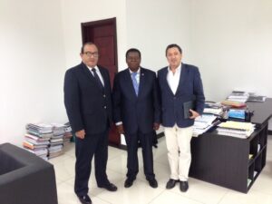 Engº Luis Brito, Administrador da Prospectiva, SA, S.E. Tarcisio Obama Nsuee, Conselheiro Especial da Presidencia e Vice Presidente da Proyets G.E. e Engº João Piscarreta director geral da ProspectivaGE